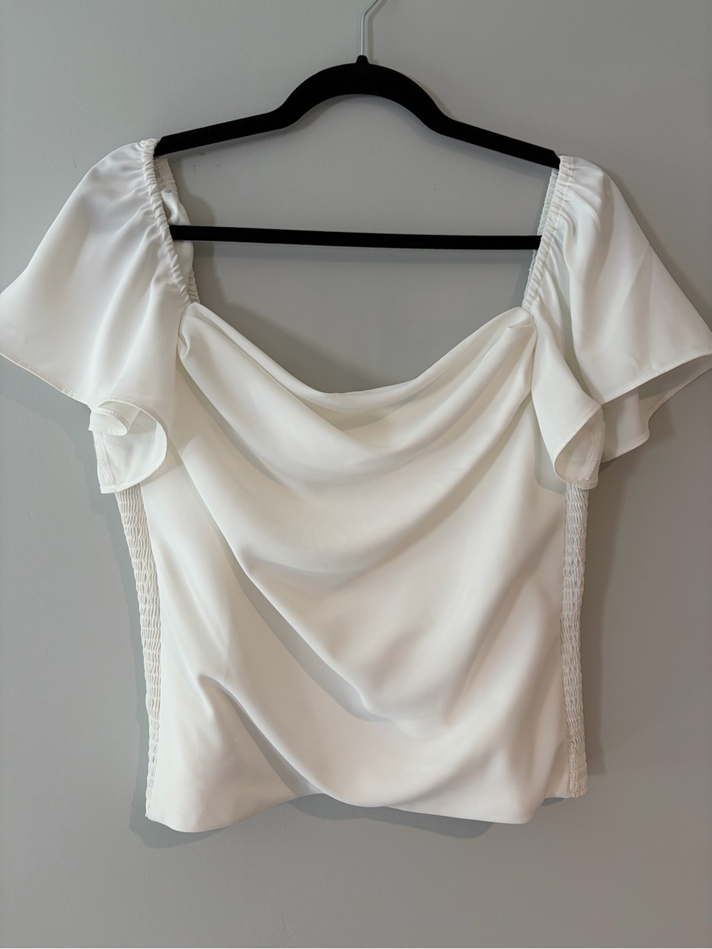 Amanda Uprichard White Draped Off-Shoulder Blouse